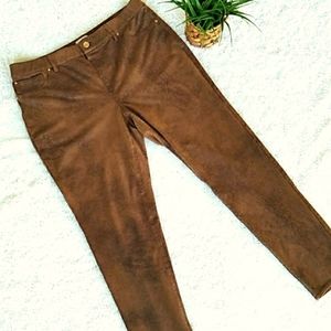Chico's faux suede distressed skinny pants